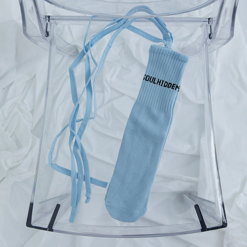 Cross Tie Socks Female Ins Eye-catching Tide Socks Calf Socks Medium Tube Socks - Bellarte Enchanté Cross Tie Socks Female Ins Eye-catching Tide Socks Calf Socks Medium Tube Socks